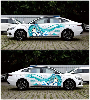 Anime ITASHA Hatsune Miku Car Wrap Door Side Stickers Decal Fit With Any Cars Vinyl graphics car accessories car stickers Car Decal