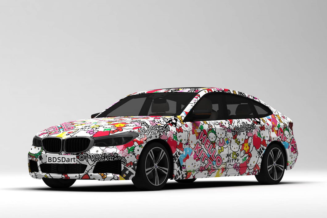 Full Car Graffiti Wrap Hello Kitty Fit With Any Cars Vinyl graphics car accessories car stickers Car Decal Car Wrap