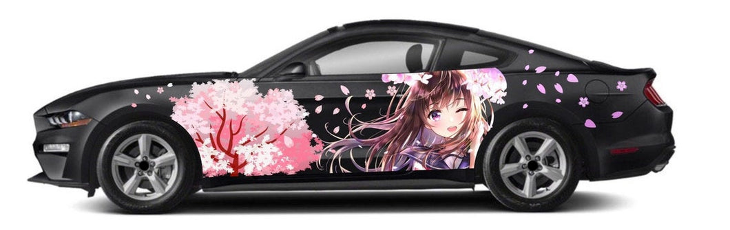 Anime ITASHA Japanese Girl Car Wrap Door Side Stickers Decal Fit With Any Cars Vinyl graphics car accessories car stickers Car Decal