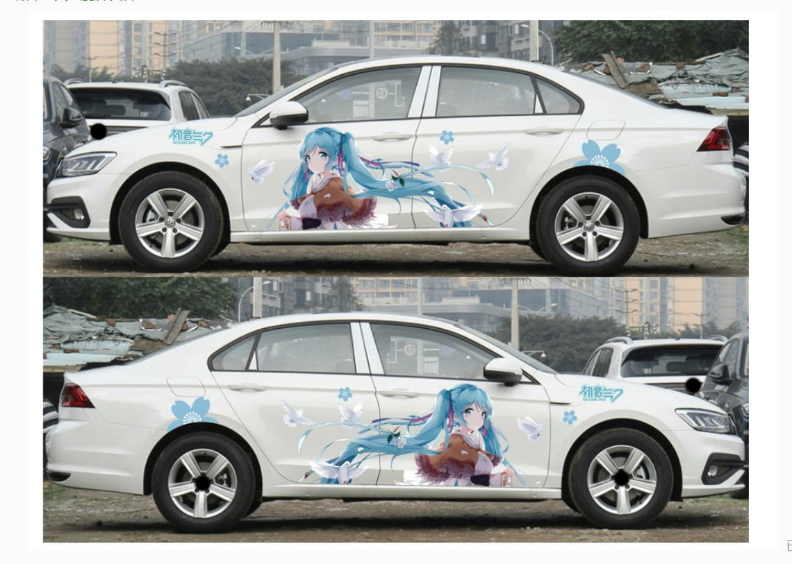 Anime ITASHA Hatsune Miku Car Wrap Door Side Stickers Decal Fit With A