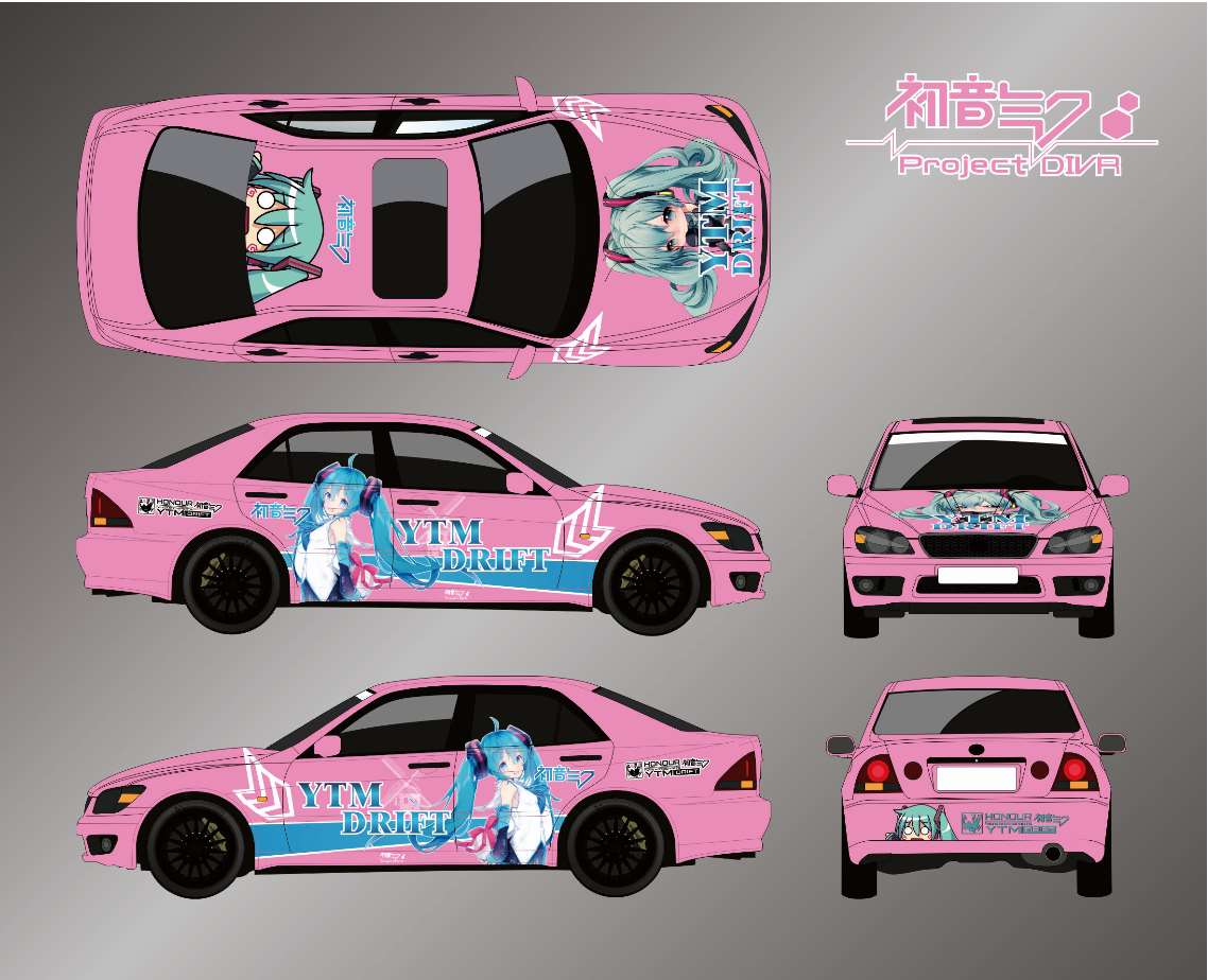 Anime ITASHA Hatsune Miku Car Wrap Car Stickers Car Decal Fits