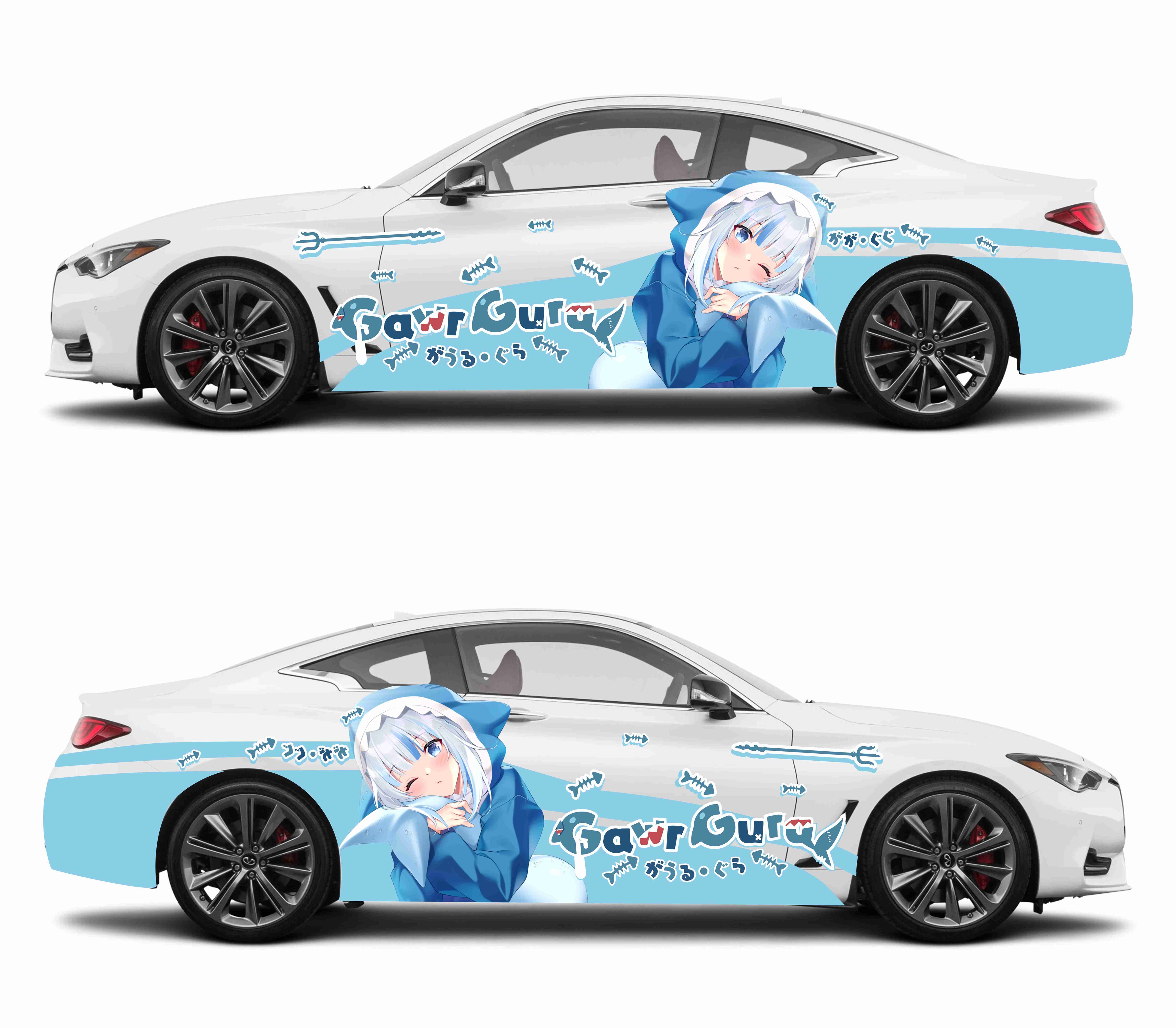 Anime ITASHA Gawr Gura Car Wrap Door Side Stickers Decal Fit With Any
