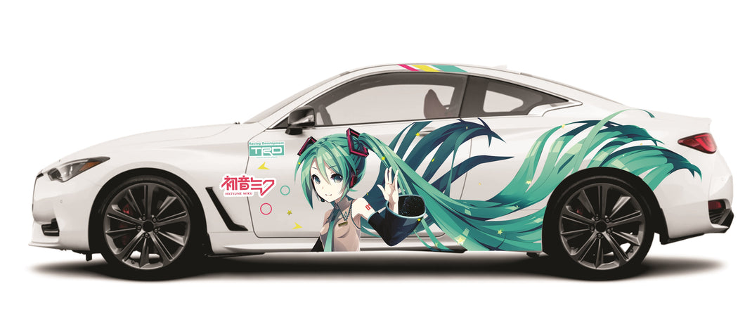 Anime ITASHA Hatsune Miku Car Wrap Door Side Fit With Any Cars Vinyl graphics car stickers Car Decal