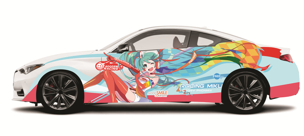 Anime ITASHA Hatsune Miku Car Wrap Door Side Fit With Any Cars Vinyl graphics car stickers Car Decal