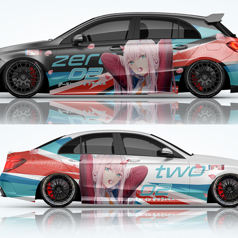 Anime ITASHA ZERO TWO Car Wrap Door Side Fit With Any Cars Vinyl graphics car stickers Car Decal