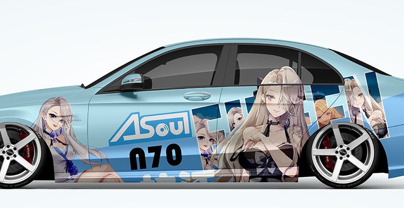 Anime ITASHA A Soul Car Wrap Door Side Fit Any Cars Vinyl graphics car stickers Car Decal