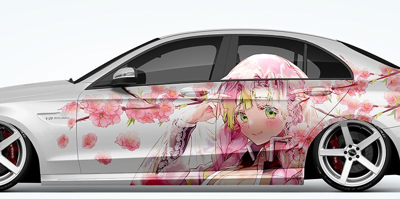 Anime ITASHA Demon Slayer Mitsuri Kanroji Car Wrap Door Side Stickers Decal Fit With Any Cars Vinyl graphics car accessories car stickers Car Decal