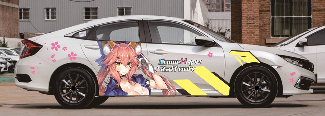 Anime ITASHA Tamamo no Mae Car Wrap Door Side Stickers Decal Fit