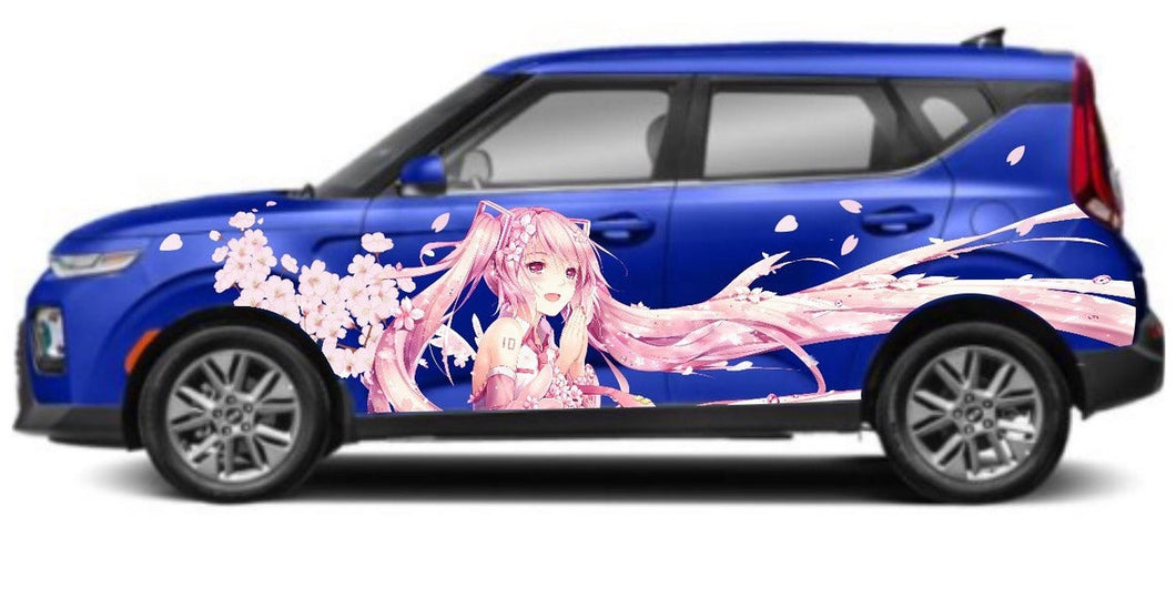 Anime ITASHA Hatsune Miku Car Wrap Car Stickers Car Decal Fits with any cars