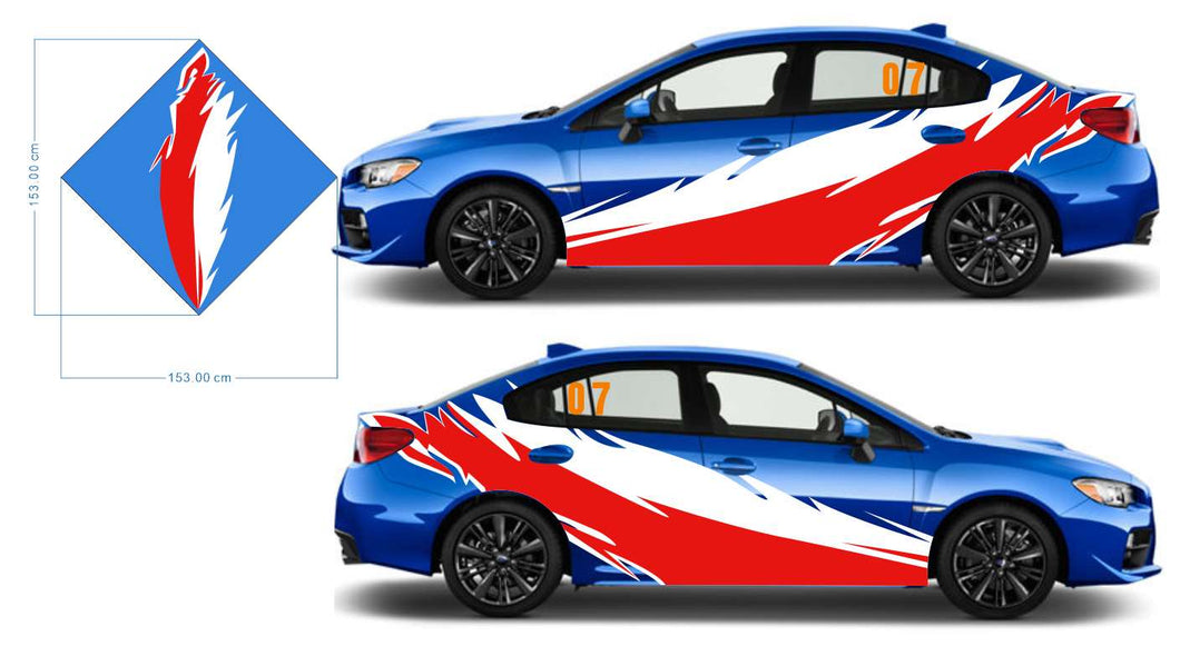 Custom for 2016 Subaru Wrx blue Both sides + Hood