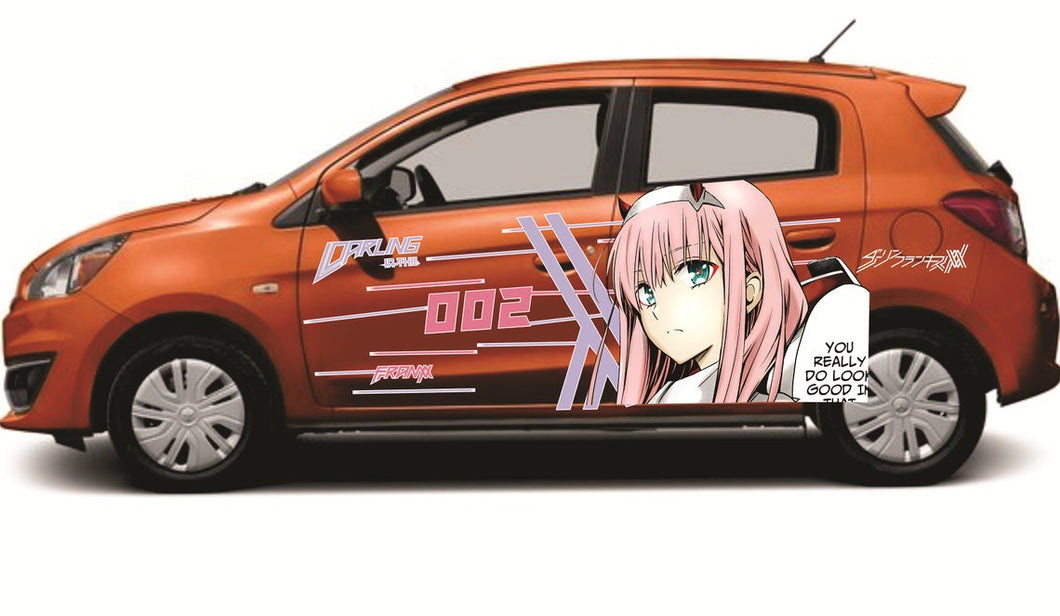Anime ITASHA ZERO TWO Car Wrap Door Side Stickers Decal Fit With Any Cars Vinyl graphics car accessories car stickers Car Decal