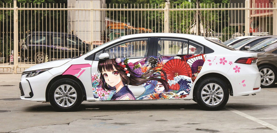 Anime ITASHA Anime Girl Car Wrap Door Side Stickers Decal Fit With Any Cars Vinyl graphics car accessories car stickers Car Decal
