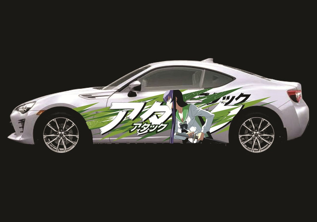 Anime ITASHA ZERO TWO Car Wrap Door Side Fit With Any Cars Vinyl graphics car stickers Car Decal