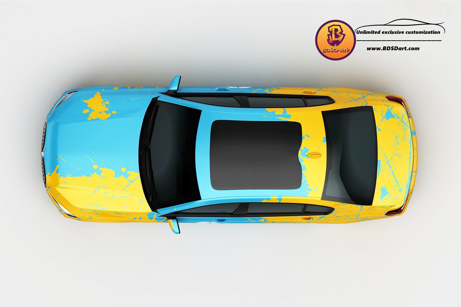 Full Car Wrap Classic-Yellow blue Fit With Any Cars Vinyl graphics car –  BDSDart