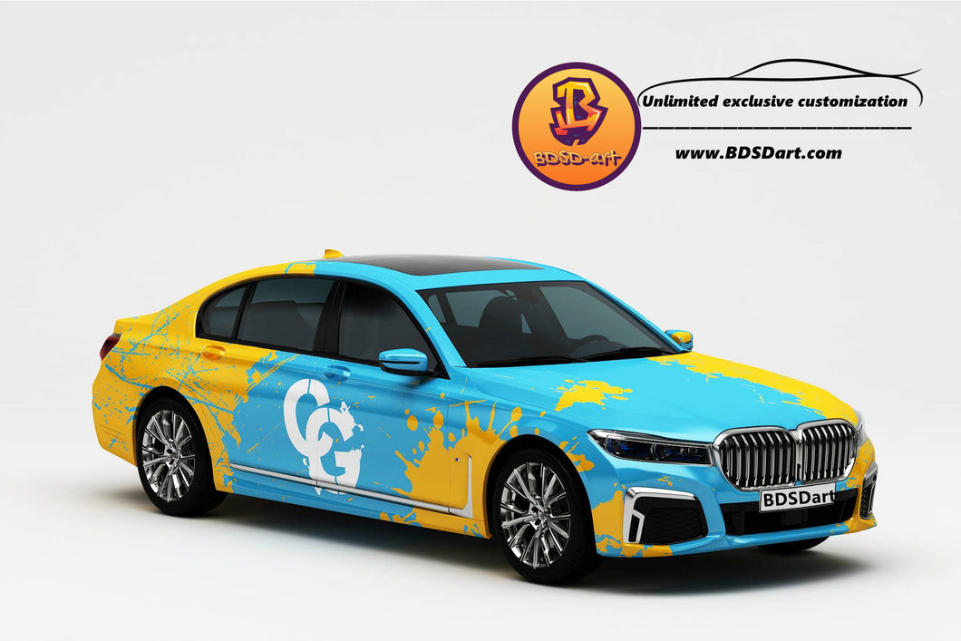 Full Car Wrap Classic-Yellow blue Fit With Any Cars Vinyl graphics car accessories car stickers Car Decal Car Wrap
