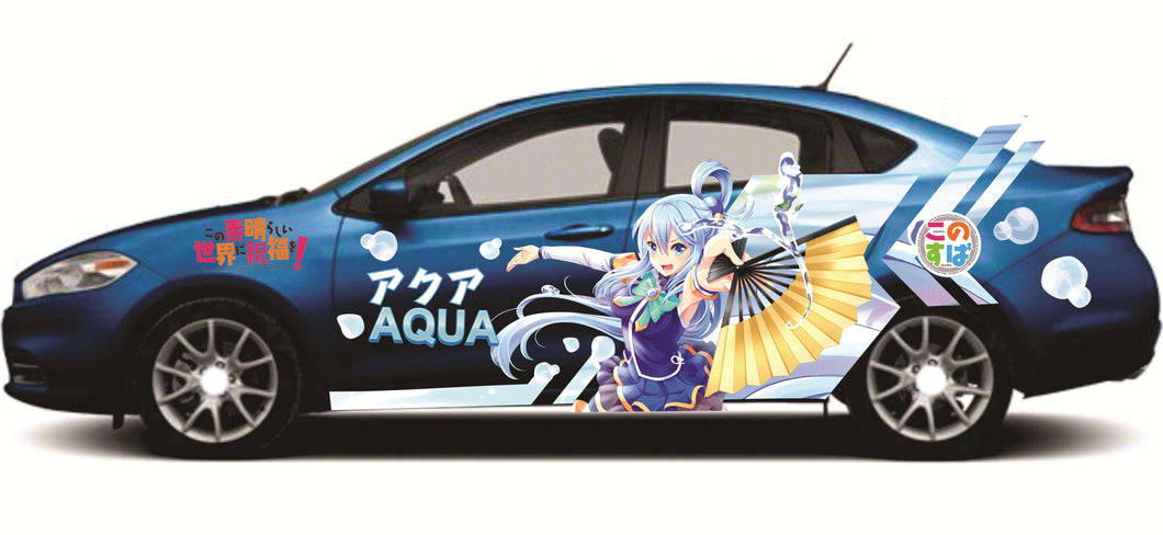 Anime ITASHA AQUA Car Wrap Door Side Stickers Decal Fit With Any Cars Vinyl graphics car accessories car stickers Car Decal