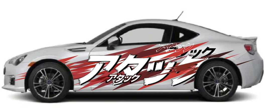 Anime ITASHA ZERO TWO Car Wrap Door Side Fit With Any Cars Vinyl graphics car stickers Car Decal