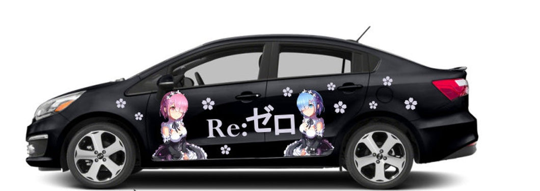 Anime ITASHA Re:Zero Car Wrap Door Side Stickers Decal Fit With Any Cars Vinyl graphics car accessories car stickers Car Decal