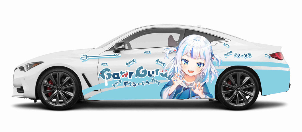 Anime ITASHA Gawr Gura  Car Wrap Door Side Stickers Decal Fit With Any Cars Vinyl graphics car accessories car stickers Car Decal
