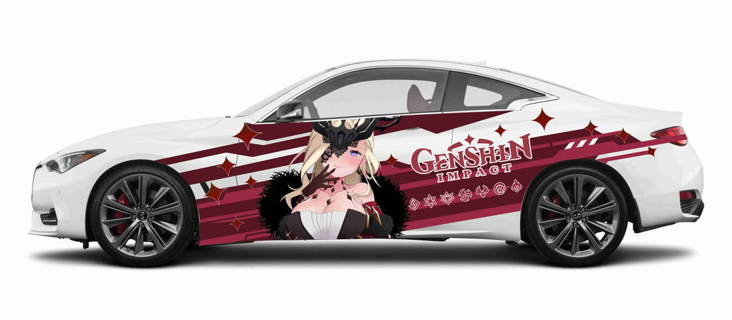 Anime ITASHA Genshin Impact La Signora Car Wrap Door Side Stickers Decal Fit With Any Cars Vinyl graphics car accessories car stickers Car Decal