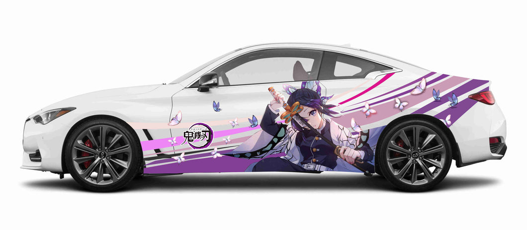 Anime ITASHA Demon Slayer Shinobu Kocho Car Wrap Door Side Stickers Decal Fit With Any Cars Vinyl graphics car accessories car stickers Car Decal