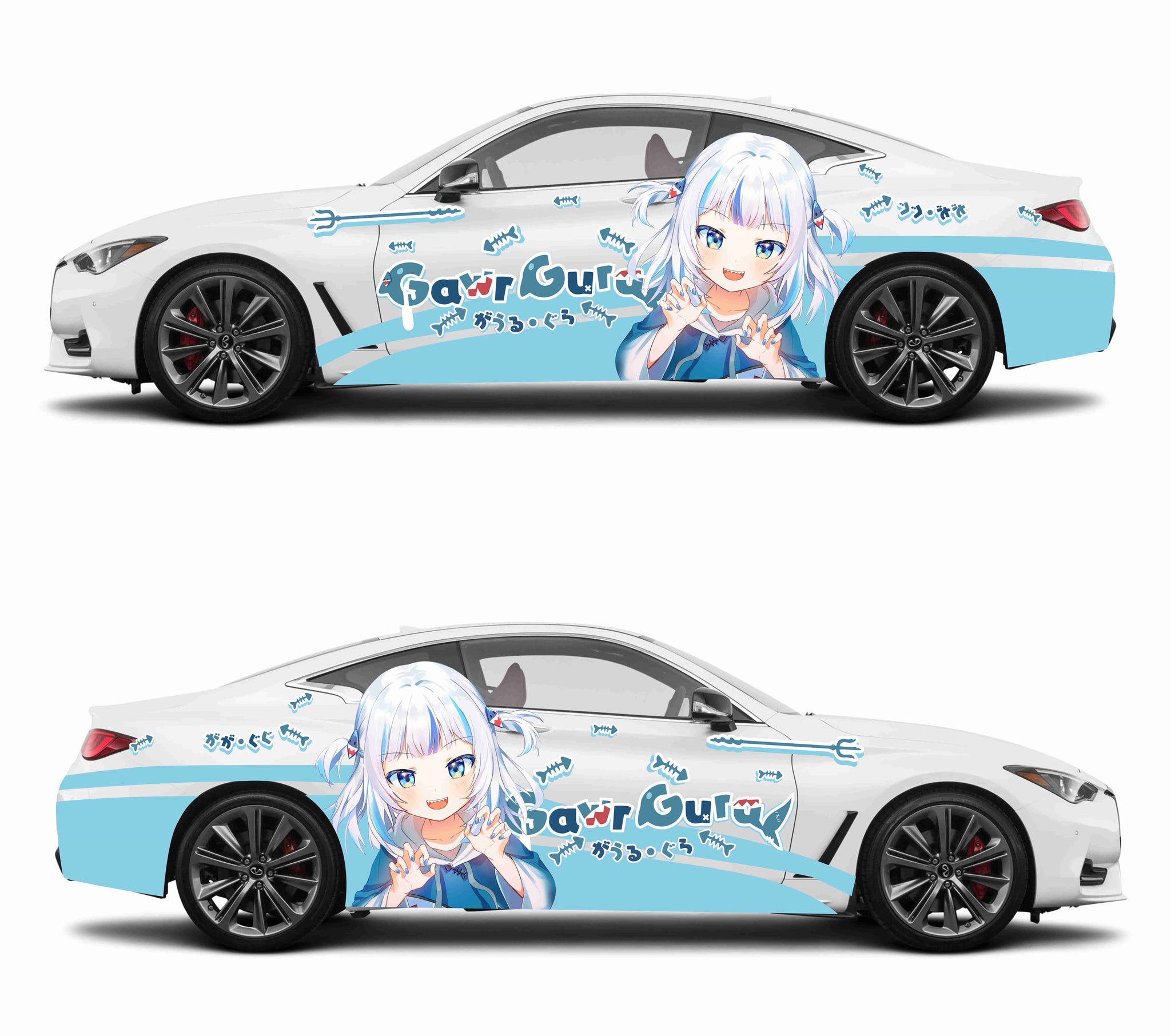 Anime ITASHA Gawr Gura Car Wrap Door Side Stickers Decal Fit With