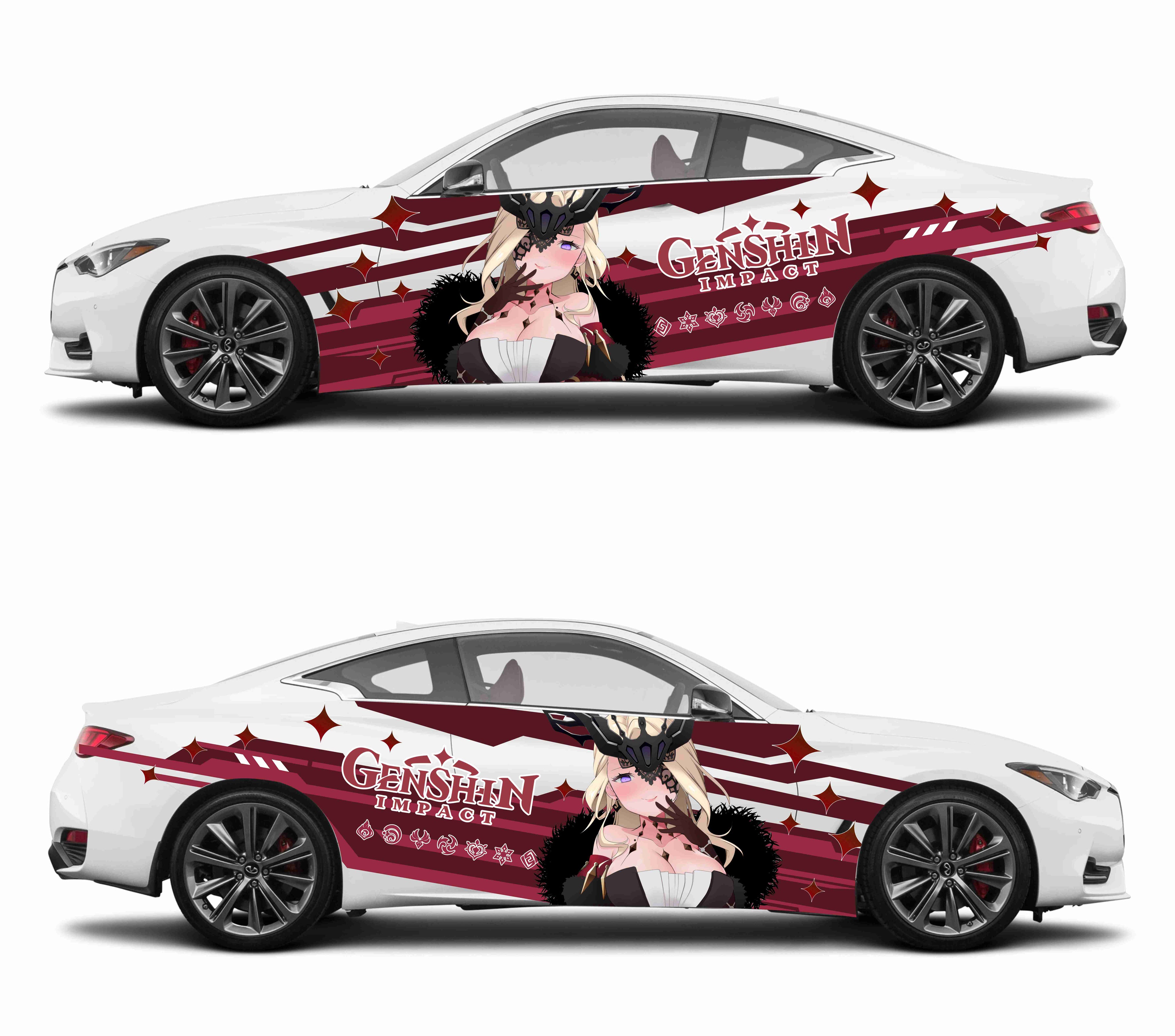 Anime ITASHA Genshin Impact La Signora Car Wrap Door Side Stickers Dec ...