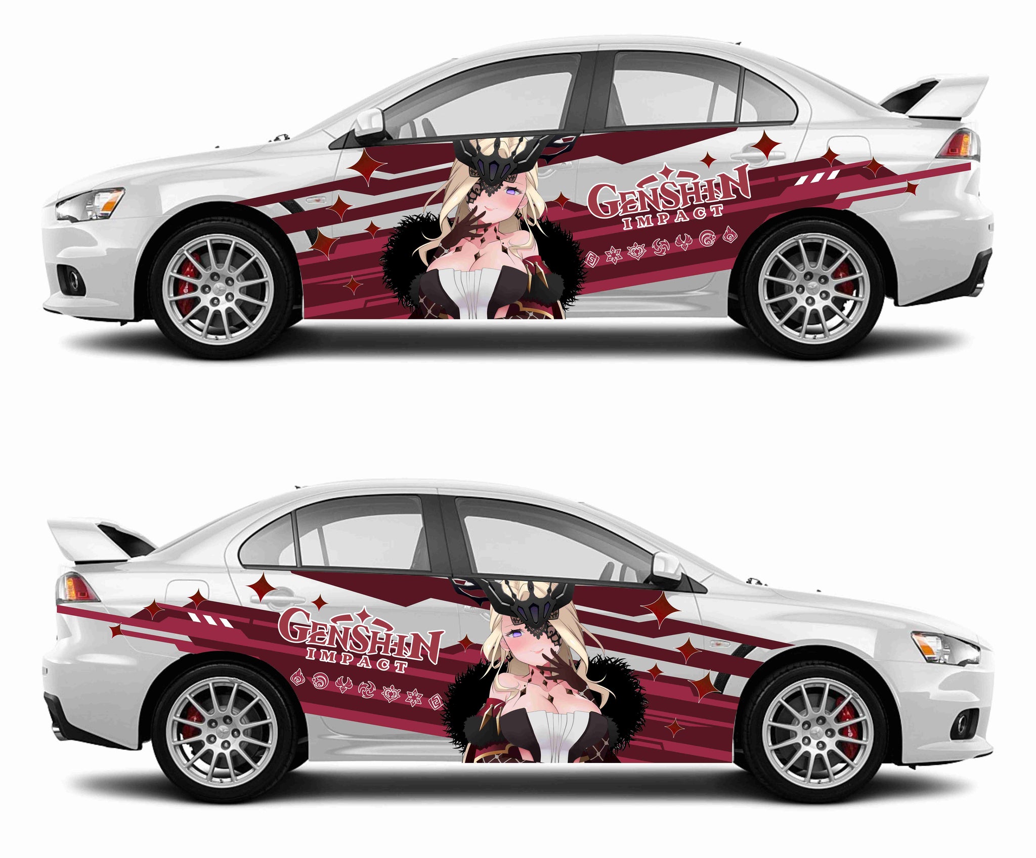 Anime ITASHA Genshin Impact La Signora Car Wrap Door Side Stickers Dec ...